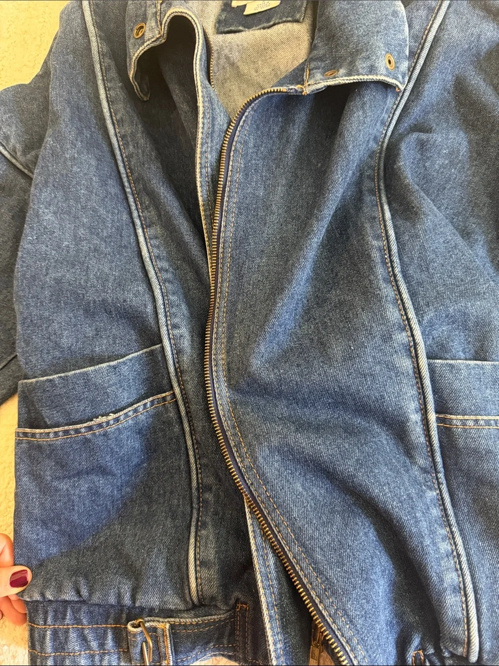 Vintage Denim Bomber Jacket - Picture 7 of 7